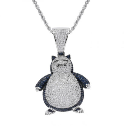 Hip Hop Fierce Shark Inlaid Zircon Pendant Charm Trend Necklace