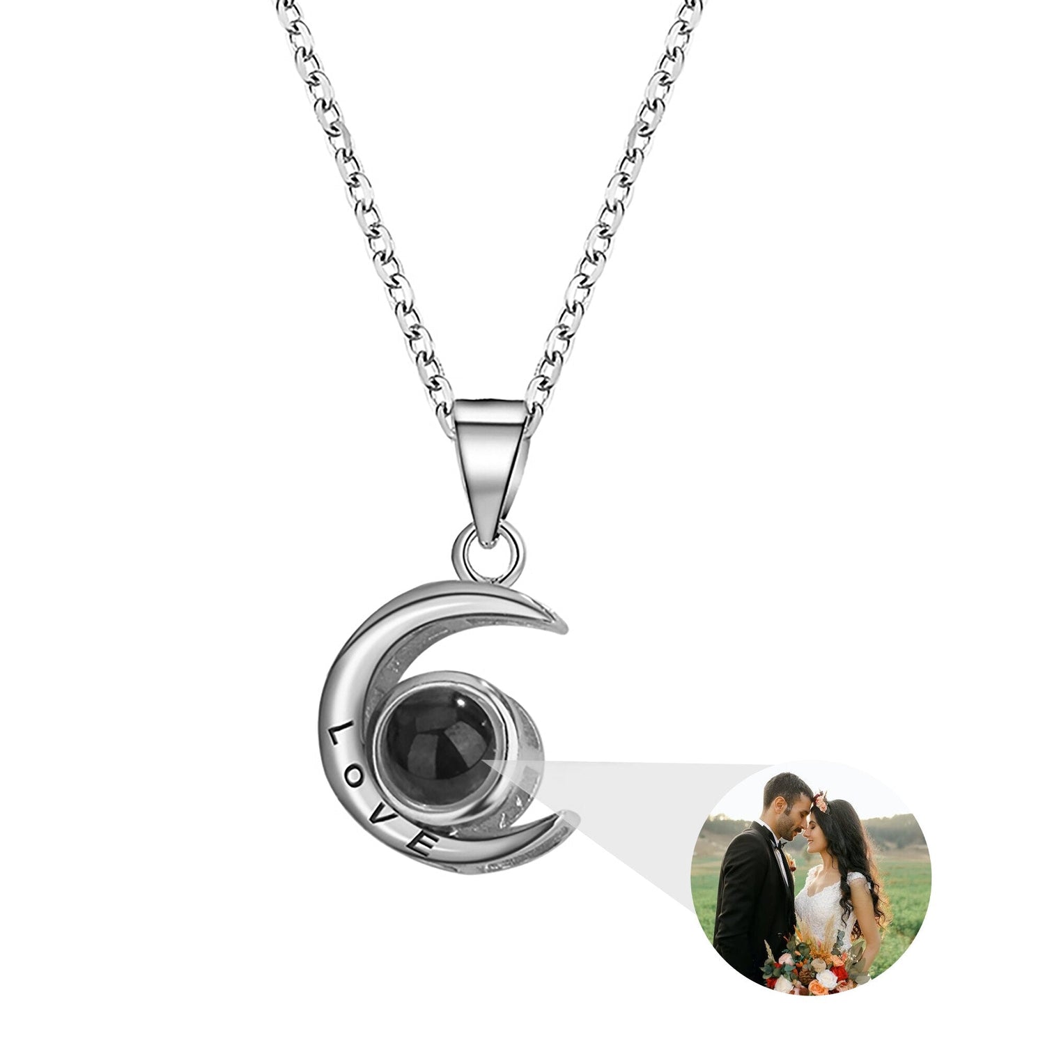 Personality Moon Necklace With Customizable Photo Romantic Gift