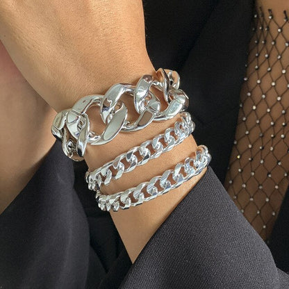 Hip Hop Thick Link Chain Bracelet Women&
