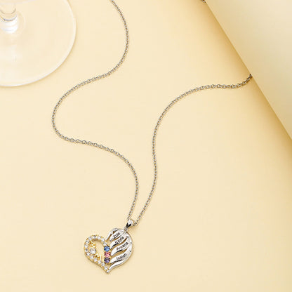 Customized Name Heart Shaped Semi Diamond Necklace Necklace Temperament Clavicle Chain