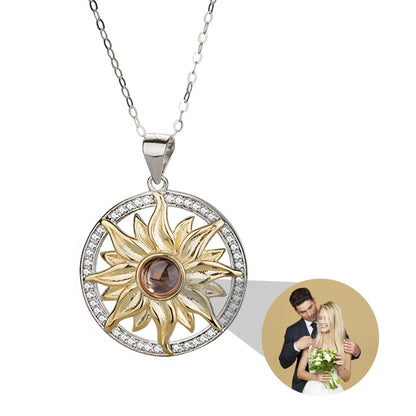 Custom SunFlower Projection Necklace Personalized Lover Keepsake Jewelry