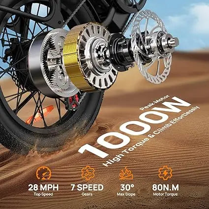 URLIFE 1000W E20 Electric Bike | 48V 13Ah Removable Battery, 20MPH, 20&