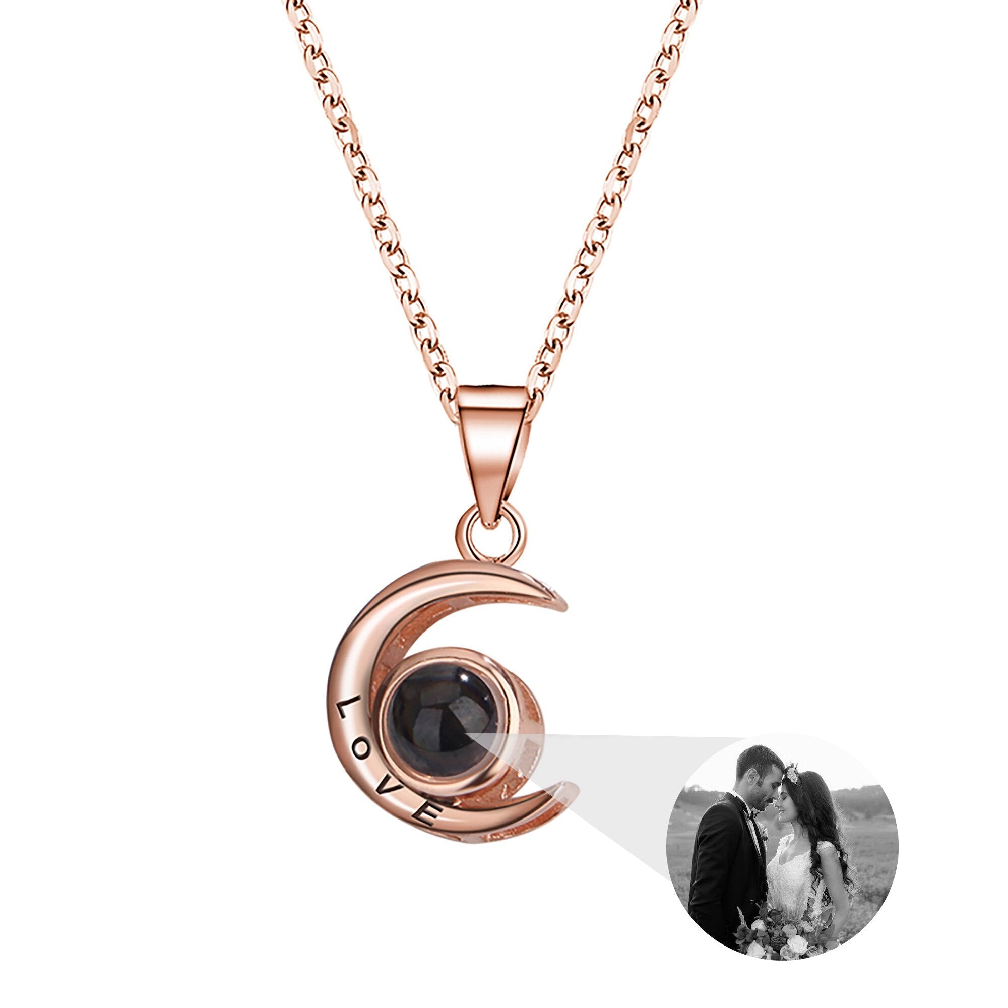 Personality Moon Necklace With Customizable Photo Romantic Gift