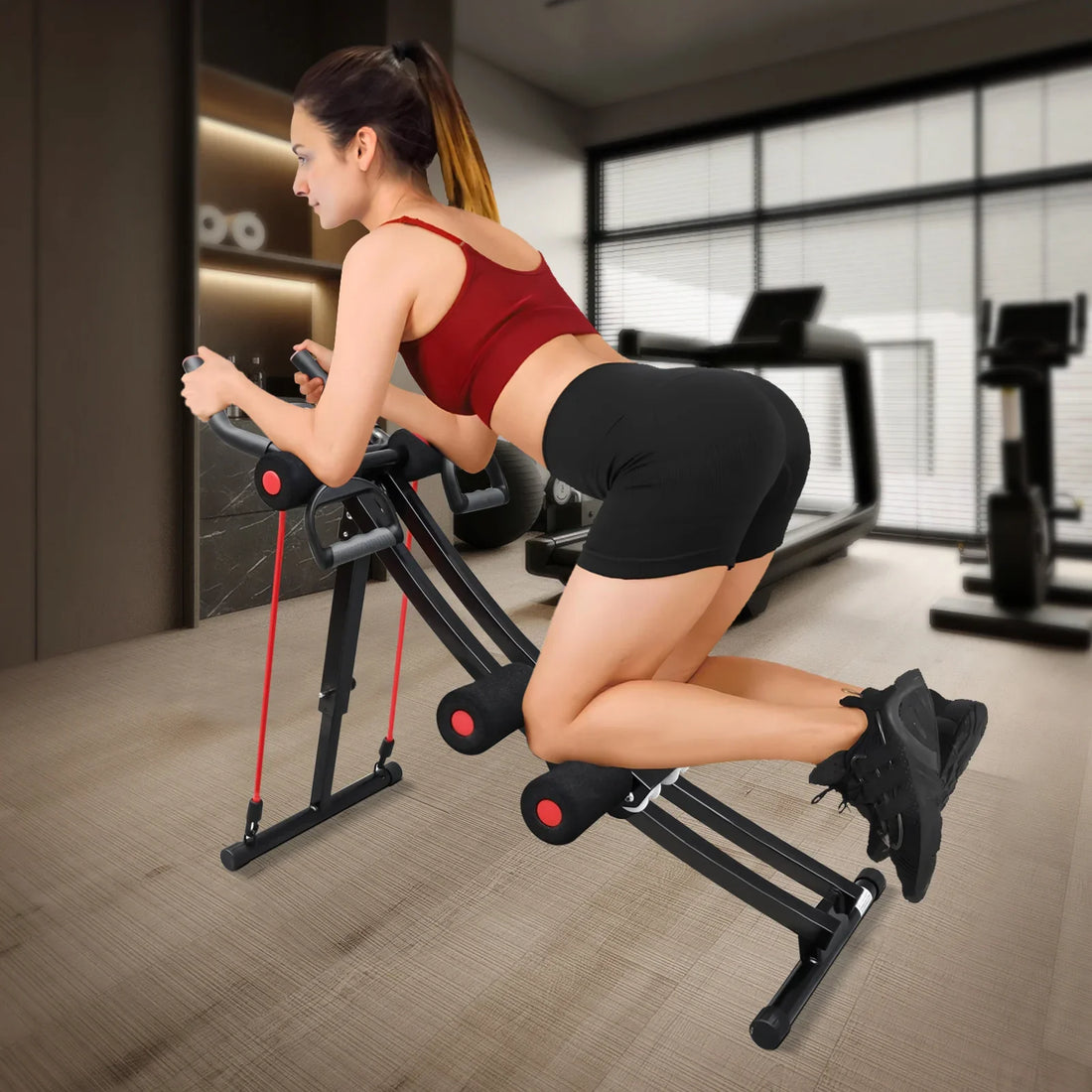 GIKPAL Foldable Ab Machine Ab Workout Equipment for Home Gym,Core &amp; Abdominal Trainer Fitness Equipment Max 440lbs LCD Display
