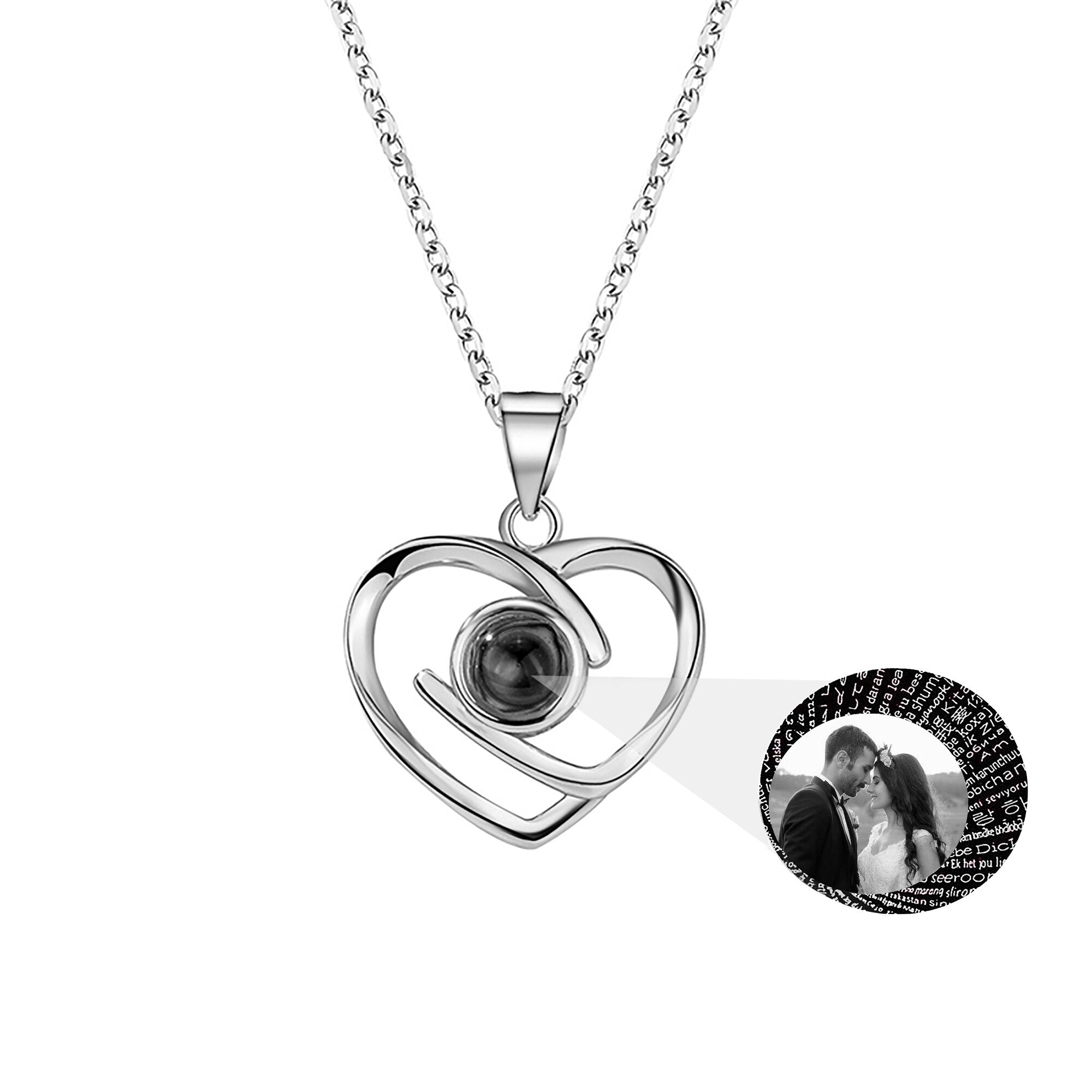 Customizable Photo Ladies Personality Heart Necklace With Silver Material Valentine&