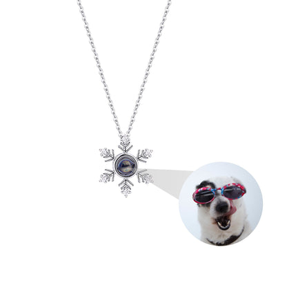 Photo Projection snowflake shape Necklace Pendant Jewelry for Lover Girlfriend 2022
