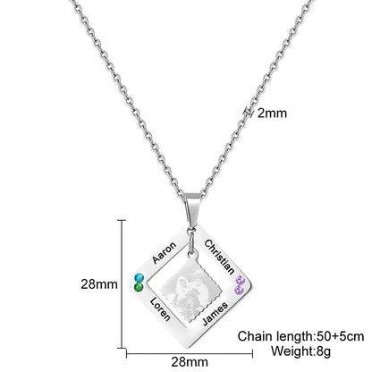 customized photos with birthstone Colorful 12 Birthstone Pendant Necklaces