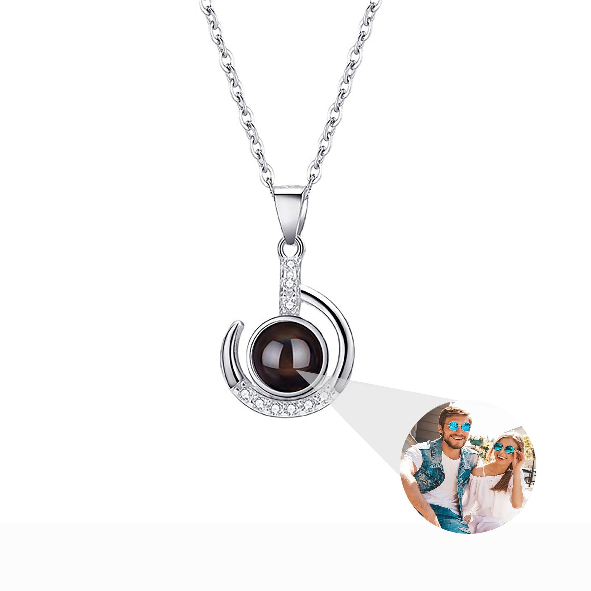 Customizable photo Silver 925 Necklace 100 Languages I Love You Projection Pendant