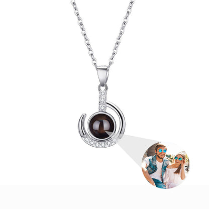 Customizable photo Silver 925 Necklace 100 Languages I Love You Projection Pendant