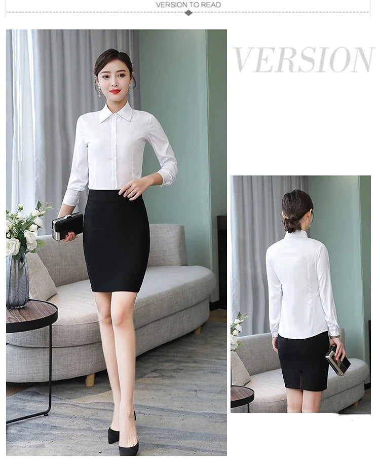 Polyester Cotton Shirts for Women Long Sleeve Blouse
