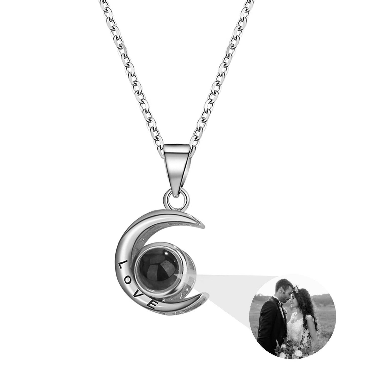 Personality Moon Necklace With Customizable Photo Romantic Gift