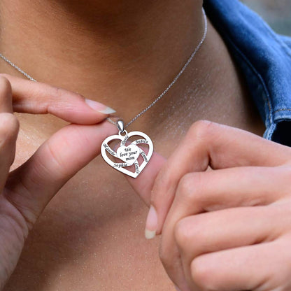 Personalized Mother Name Necklace With Text Custom Heart Pendant Necklace