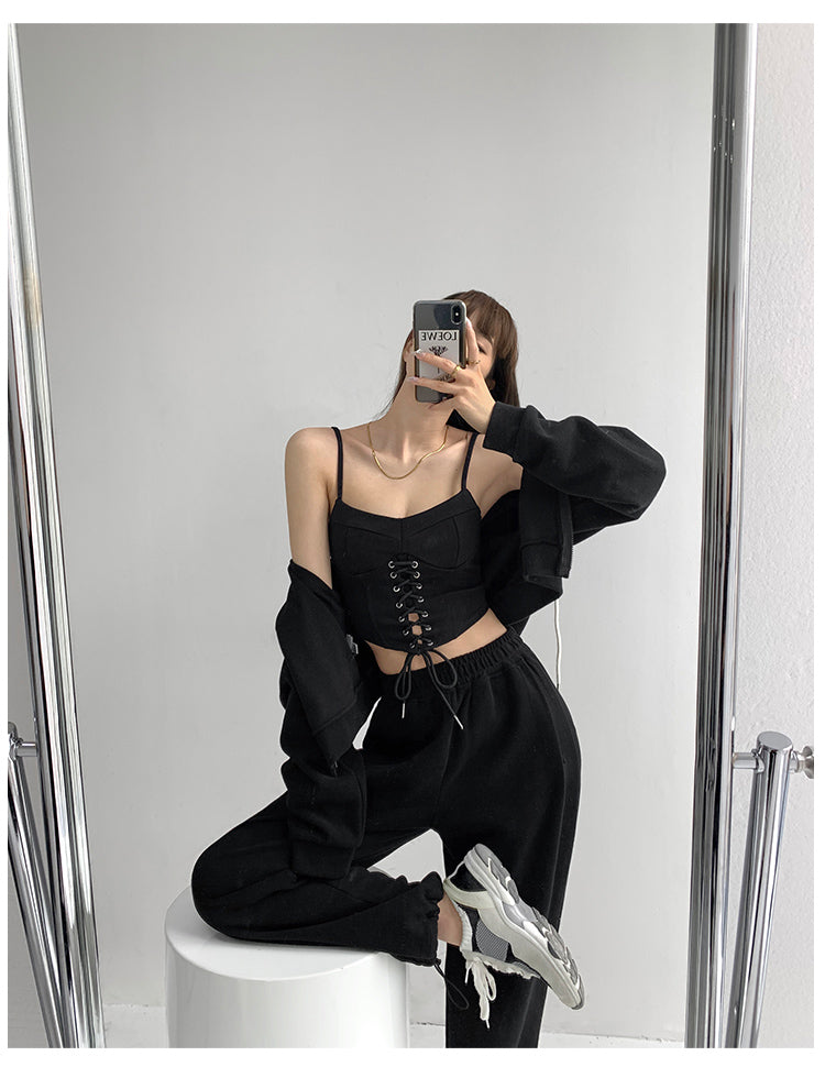 Y2k Tunic Tops Women Design Cross Bandage Camis Chic Slim Sleeveless Crop Top Female