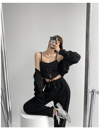 Y2k Tunic Tops Women Design Cross Bandage Camis Chic Slim Sleeveless Crop Top Female