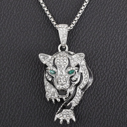 Hip Hop Fierce Shark Inlaid Zircon Pendant Charm Trend Necklace