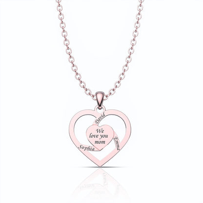 Personalized Mother Name Necklace With Text Custom Heart Pendant Necklace