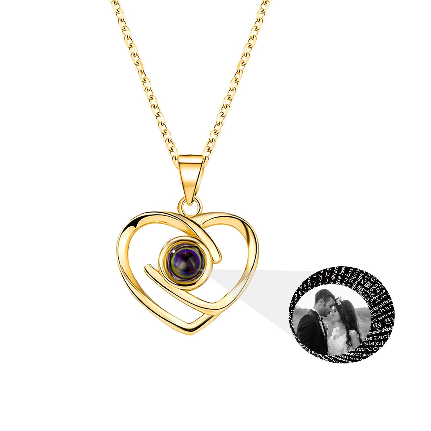 Customizable Photo Ladies Personality Heart Necklace With Silver Material Valentine&