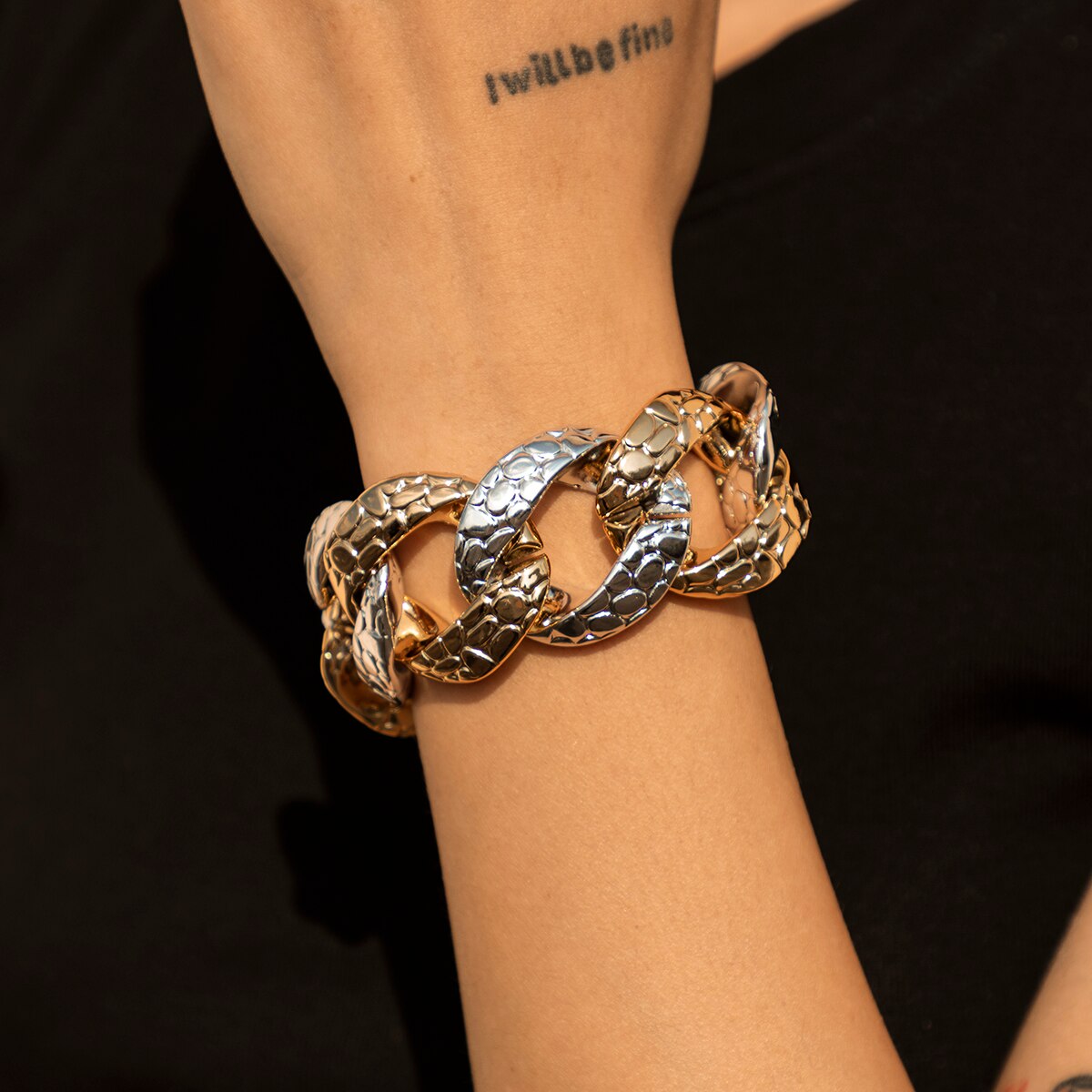 Hip Hop Thick Link Chain Bracelet Women&