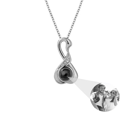 Love Swan with Customized Photos Projection Necklace Pendant Jewelry