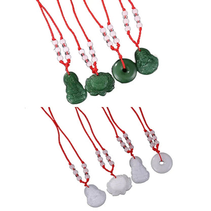 Buddhist Woven Necklace Lotus Guanyin jade Buddha Pendant Long Life Lock Pendant Lucky Necklace