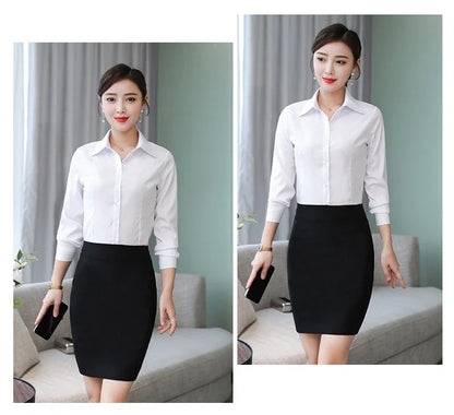 Polyester Cotton Shirts for Women Long Sleeve Blouse