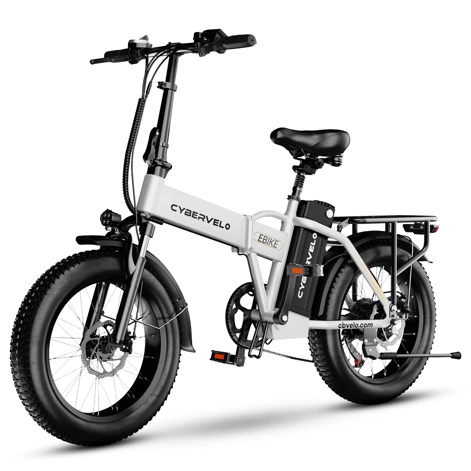 Cybervelo 1000W Ebike For Adults,Removable Battery EBike,28+MPH,Foldable Electric Bike,80 Miles Max Range,Fat Tire EK4 EK5