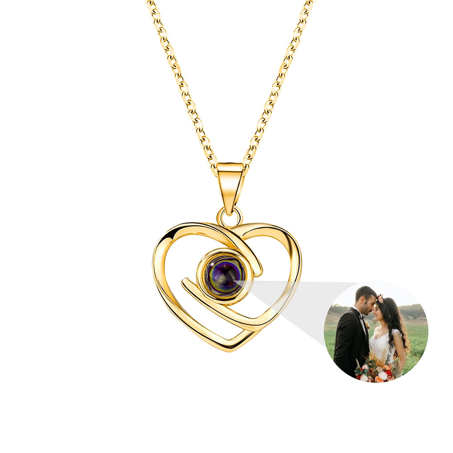 Customizable Photo Ladies Personality Heart Necklace With Silver Material Valentine&