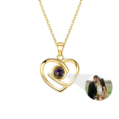 Customizable Photo Ladies Personality Heart Necklace With Silver Material Valentine&