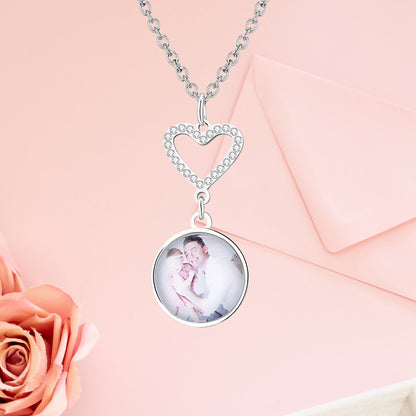 Customizable Photo Romantic Simple Small Heart-shaped Necklaces Exquisite  Silver Color Clavicle Chain Women&