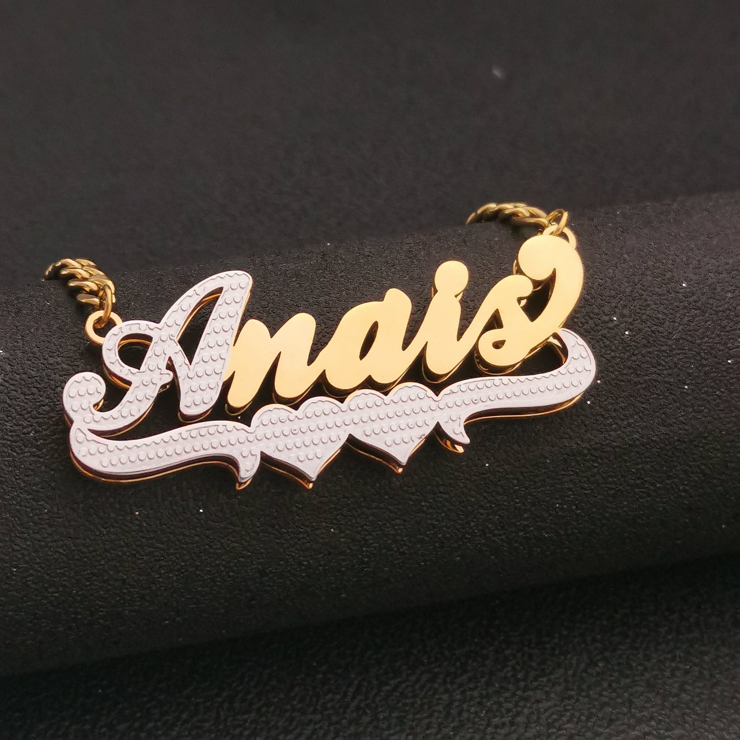 3D Double Plate Custom Nameplate Necklace Gold Plate Pendant Personalized Name Necklace