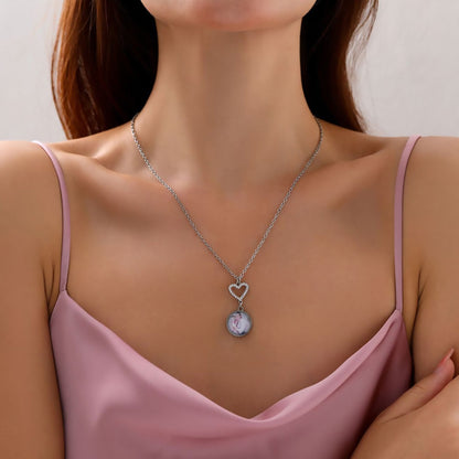 Customizable Photo Romantic Simple Small Heart-shaped Necklaces Exquisite  Silver Color Clavicle Chain Women&