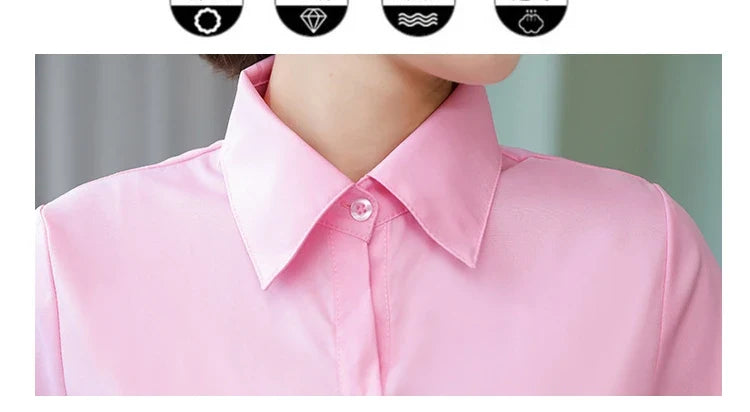 Polyester Cotton Shirts for Women Long Sleeve Blouse