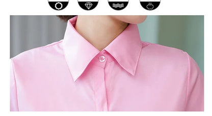 Polyester Cotton Shirts for Women Long Sleeve Blouse