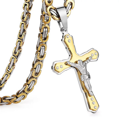 mens gold Jesus Christ Holy chain necklace