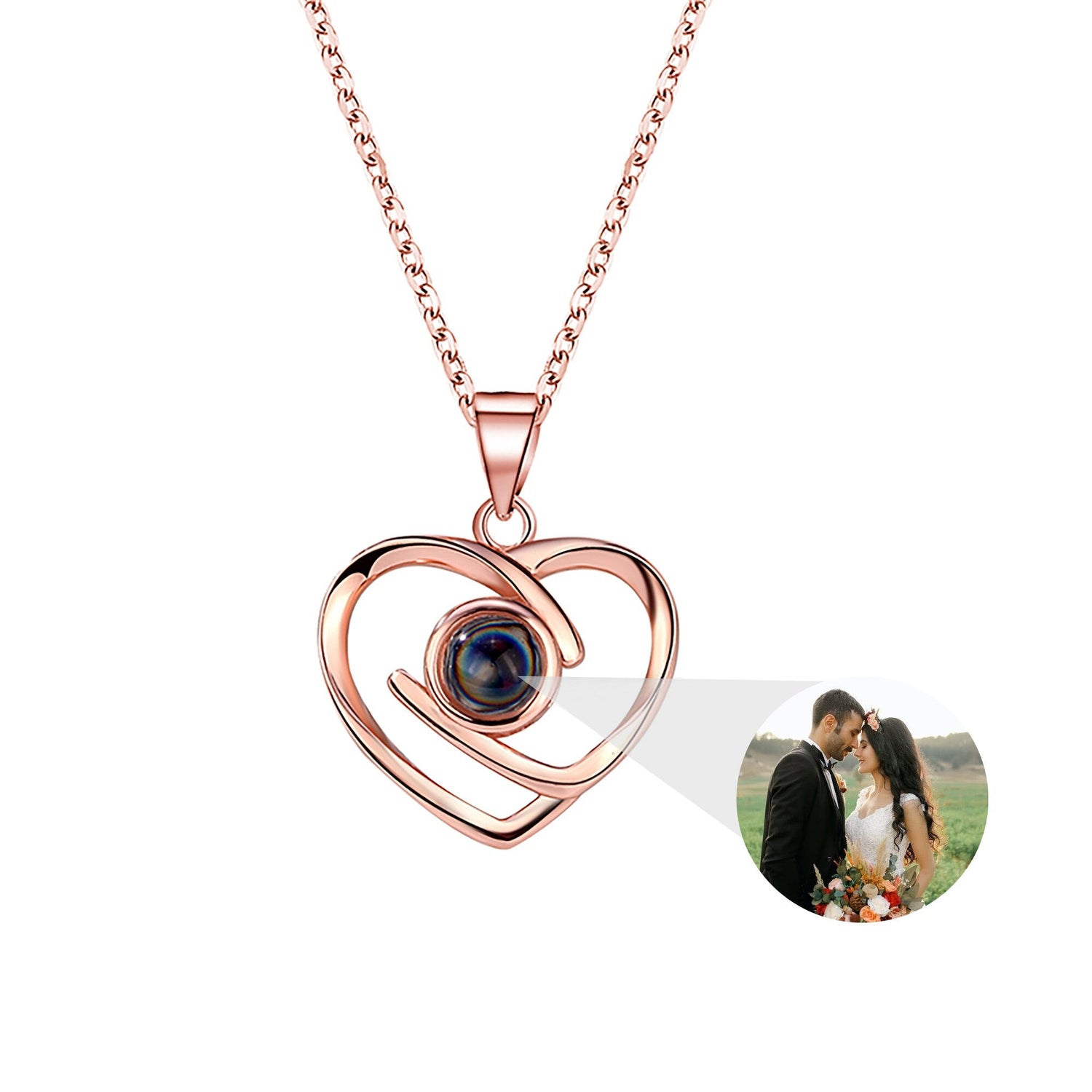 Customizable Photo Ladies Personality Heart Necklace With Silver Material Valentine&
