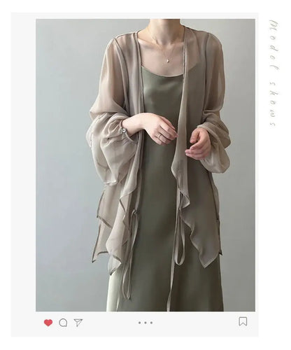 Women High Street Casual Lacing Button Cardigan Elegant All-match Top