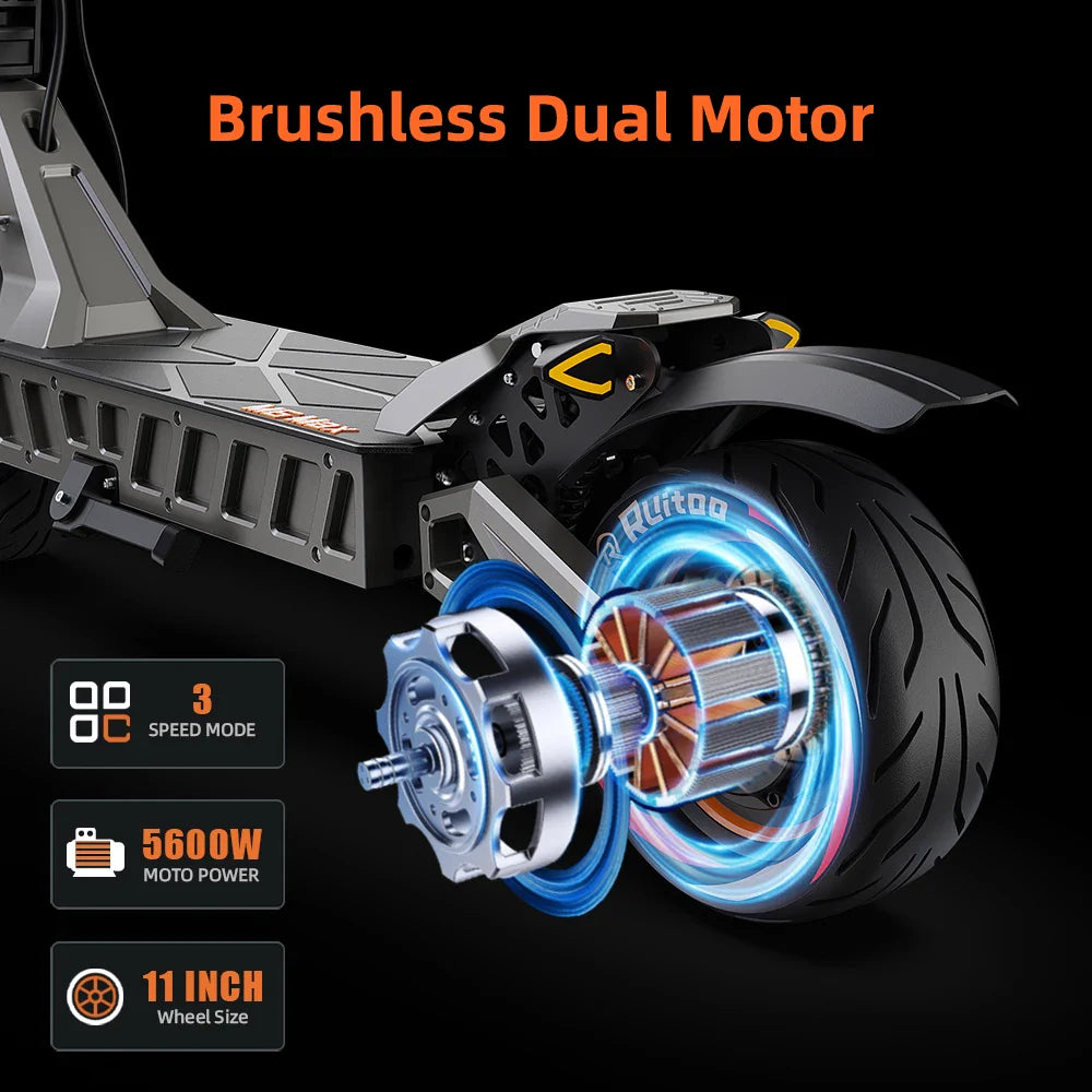 M6Max Dual Motor 5600W Electric Scooter - Fast &amp; Foldable 11 Inch