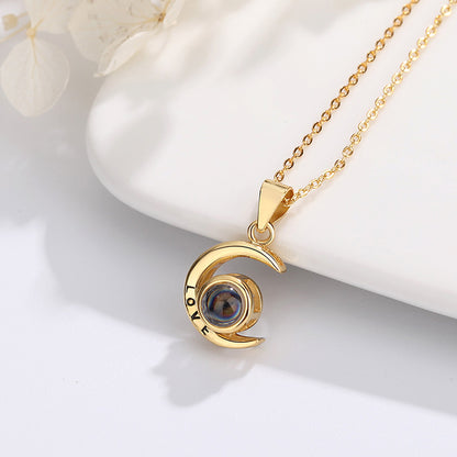 Personality Moon Necklace With Customizable Photo Romantic Gift