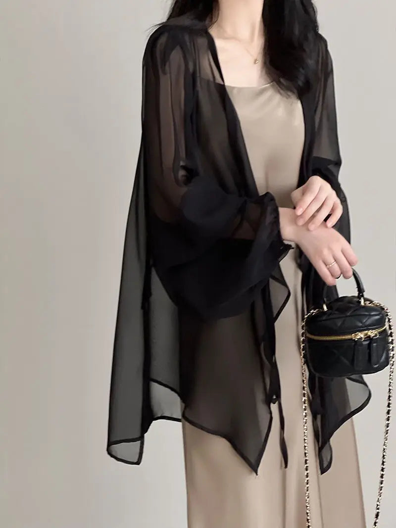 Women High Street Casual Lacing Button Cardigan Elegant All-match Top