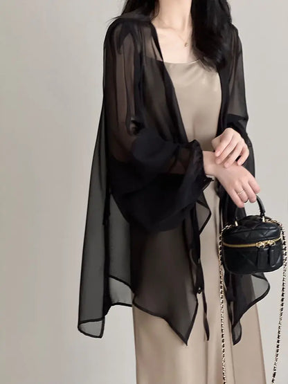 Women High Street Casual Lacing Button Cardigan Elegant All-match Top
