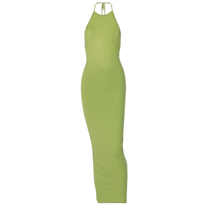 Halter Bandage Sleeveless Backless Shirring Draped Maxi Dress Sexy Streetwear