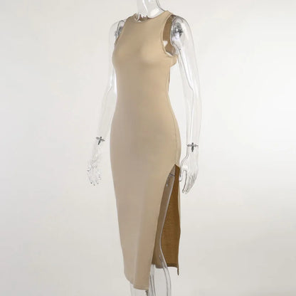Y2K solid Sexy slit Club Party Night Wrap Bodycon Dress