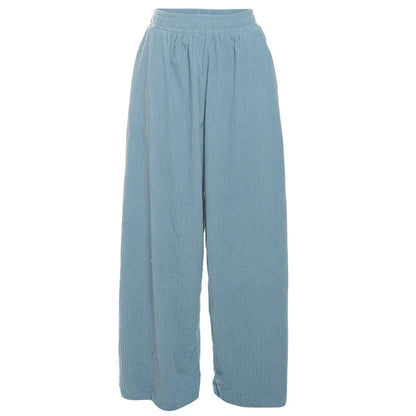 Basic Pocket High Waist Trousers Corduroy Streetwear Long Bottoms