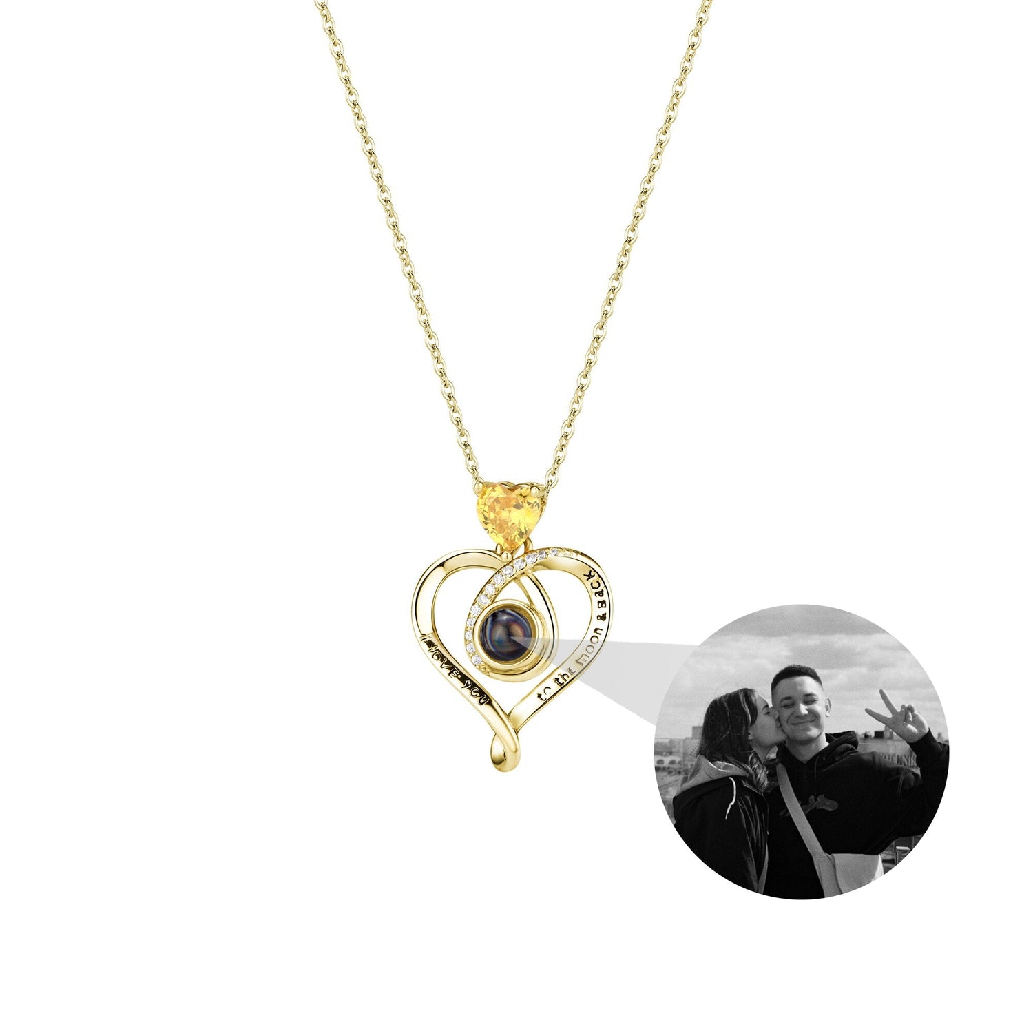 Love with customizable photosProjection Necklace Pendant Jewelry For Lover Girlfriend