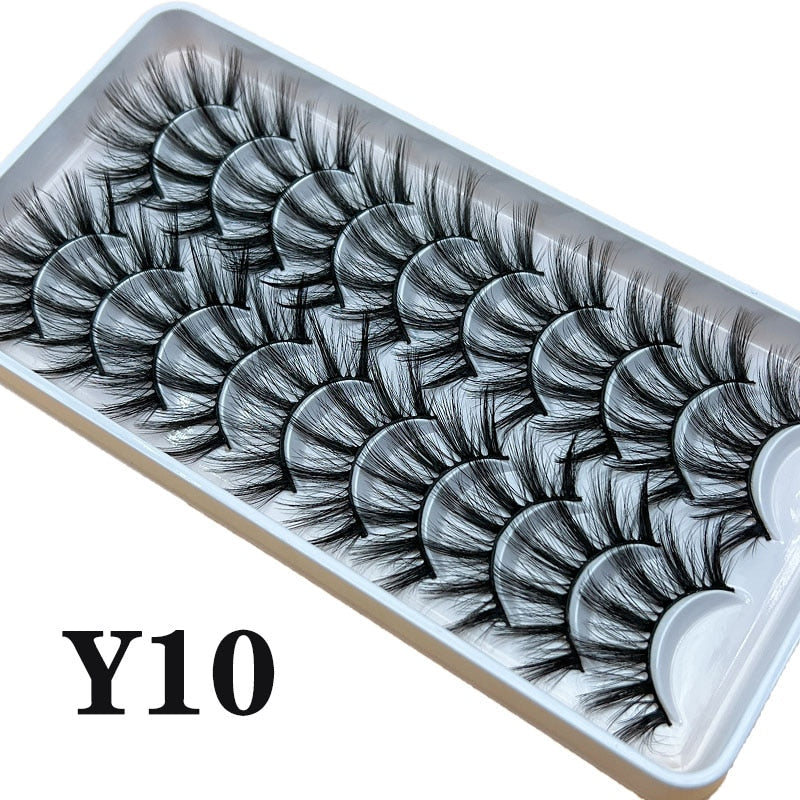 Strip Lashes 10-pairs Fluffy Mink Lashes 3D False Volume Eyelashes