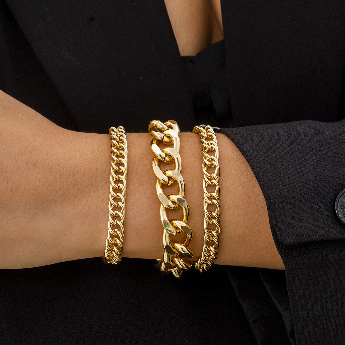 Hip Hop Thick Link Chain Bracelet Women&