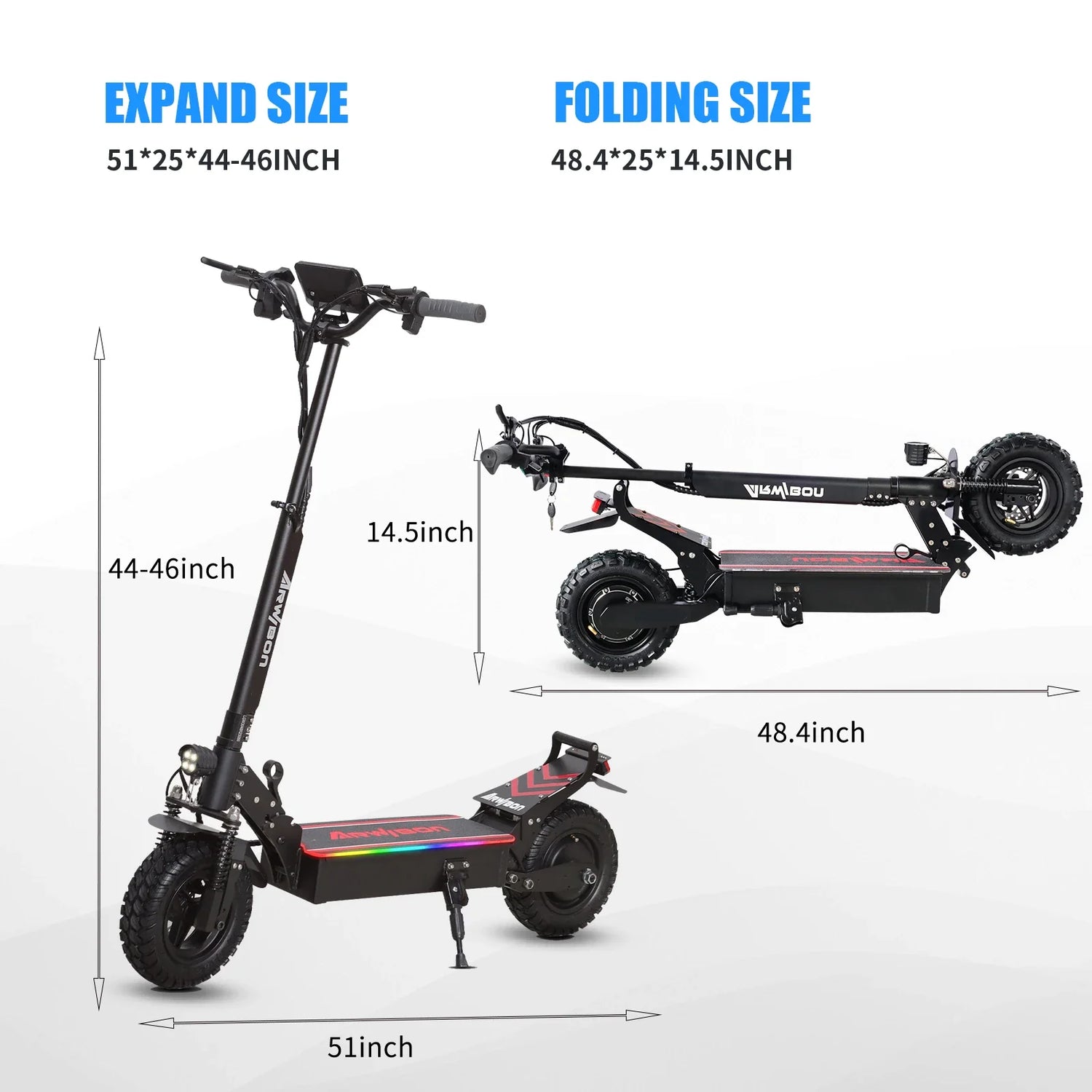 Arwibon Q30 Adult Electric Scooter 2500W Motor Top Speed 30MPH, 48V13/16AH, 11 Inch Off-Road Tires Sport Folding EScooter