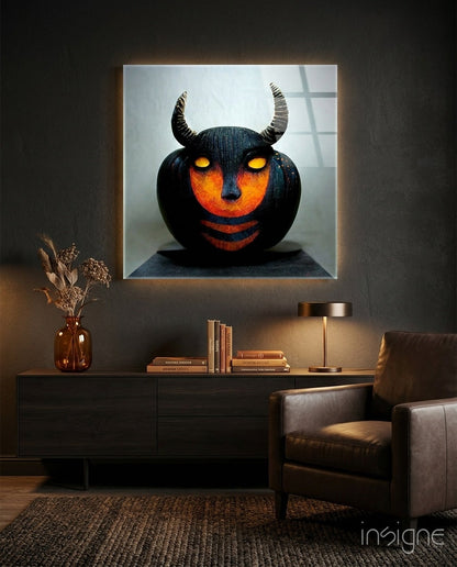 Evil Pumpkin Glass Wall Art  || Designers Collection