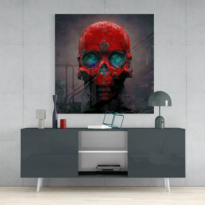 Red Head Glass Wall Art  || Designer Collection