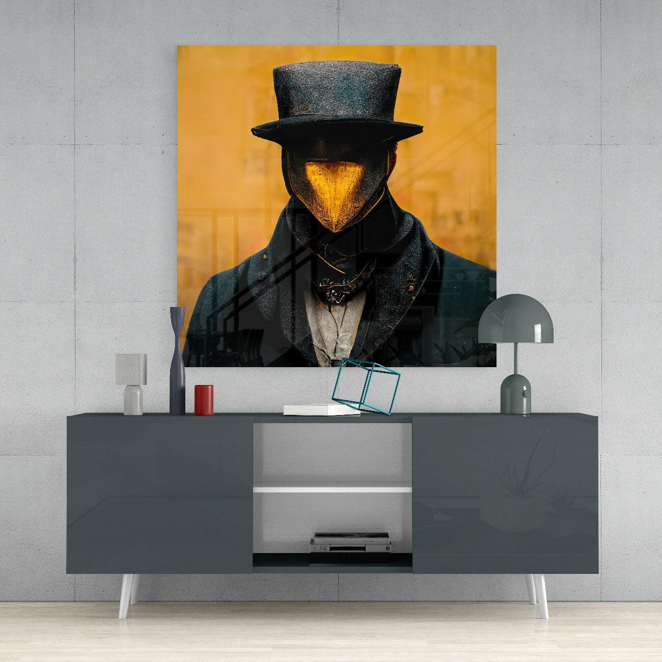 The Beak Behind the Masks Glass Wall Art  || Designer Collection